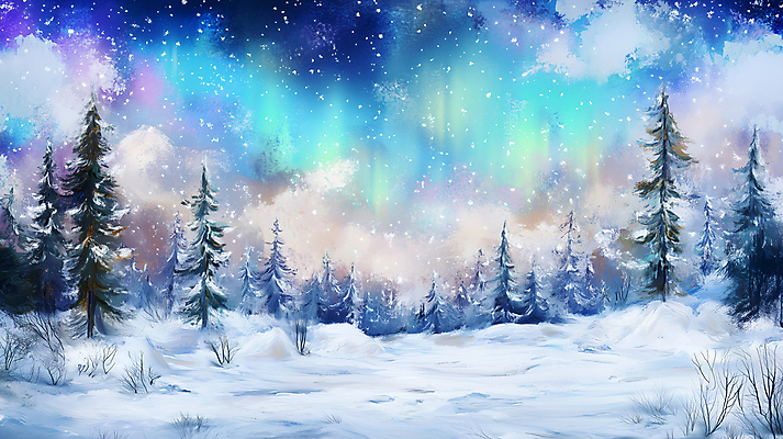 JPG 나무 편집이미지 겨울 야경 자연 사람없음 컬러풀 설원 신비 오로라 설산 편집실사 식물 계절 컬러 컨셉 자연현상 산 눈_날씨 야간 CG 생태계 파일형식 풍경_경치