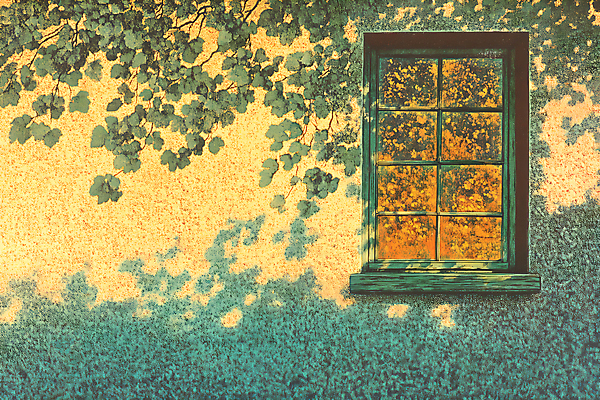 JPG 벽 일러스트 창문 나뭇잎 주택 그림자 사람없음 햇빛 노란색 풀잎 분위기 그늘 국내일러스트 AI일러스트 AI콘텐츠 컬러 컨셉 잎 건물 태양 풀_식물 파일형식