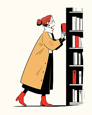 전신 여자 일러스트 책장 한명 성인 옆모습 책 독서 코트 도서관 서점 성인여자한명만 국내일러스트 AI파일 1 교육 뷰포인트 가구 사람 상점 외투 여자한명만 성인여자만 파일형식 벡터