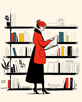 전신 식물 여자 화분 일러스트 책장 한명 들기 성인 옆모습 책 빨간색 독서 코트 도서관 서점 성인여자한명만 국내일러스트 AI파일 1 교육 뷰포인트 컬러 가구 모션 사람 상점 외투 여자한명만 성인여자만 파일형식 벡터