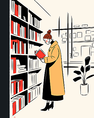 전신 식물 여자 화분 일러스트 책장 한명 들기 성인 옆모습 책 독서 코트 도서관 서점 성인여자한명만 국내일러스트 AI파일 1 교육 뷰포인트 가구 모션 사람 상점 외투 여자한명만 성인여자만 파일형식 벡터