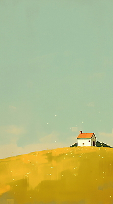 JPG 일러스트 자연 주택 풍경 초원 사람없음 초록색 언덕 국내일러스트 AI일러스트 AI콘텐츠 컬러 건물 생태계 파일형식