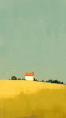 JPG 일러스트 자연 주택 풍경 초원 사람없음 초록색 언덕 국내일러스트 AI일러스트 AI콘텐츠 컬러 건물 생태계 파일형식