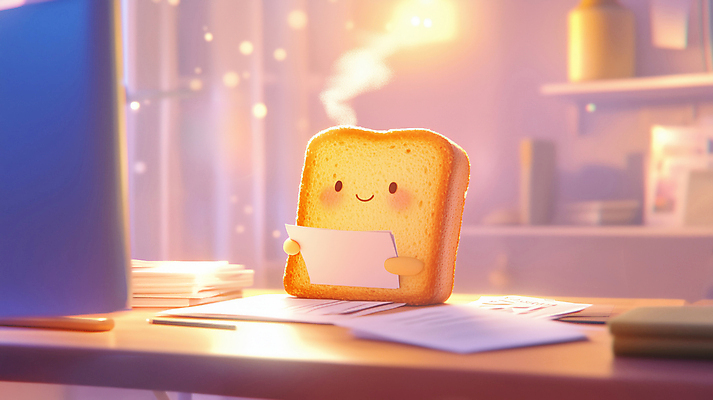 JPG 일러스트 들기 사람없음 빛 사무실 모니터 야간 수증기 식빵 문서 토스트 야근 국내일러스트 토스트아웃 AI일러스트 AI콘텐츠 자연요소 빵 비즈니스 모션 컴퓨터 업무 신조어 파일형식