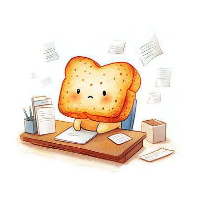 JPG 일러스트 스트레스 직장 사람없음 사무실 식빵 고민 문서 연필꽂이 토스트 흩날리기 국내일러스트 토스트아웃 AI일러스트 AI콘텐츠 감정 빵 회사 비즈니스 모션 문구용품 신조어 파일형식