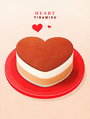 PSD 일러스트 디저트 발렌타인데이 사랑 사람없음 빨간색 케이크 티라미수 국내일러스트 감정 음식 컬러 데이이벤트 파일형식