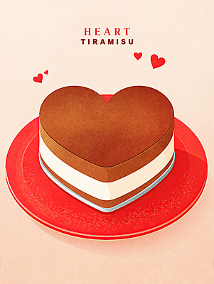 PSD 일러스트 디저트 발렌타인데이 사랑 사람없음 빨간색 케이크 티라미수 국내일러스트 감정 음식 컬러 데이이벤트 파일형식