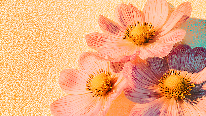 JPG 편집이미지 꽃 분홍색 사람없음 노란색 가을 코스모스 편집실사 AI컴퓨터그래픽 AI콘텐츠 식물 계절 컬러 CG 파일형식