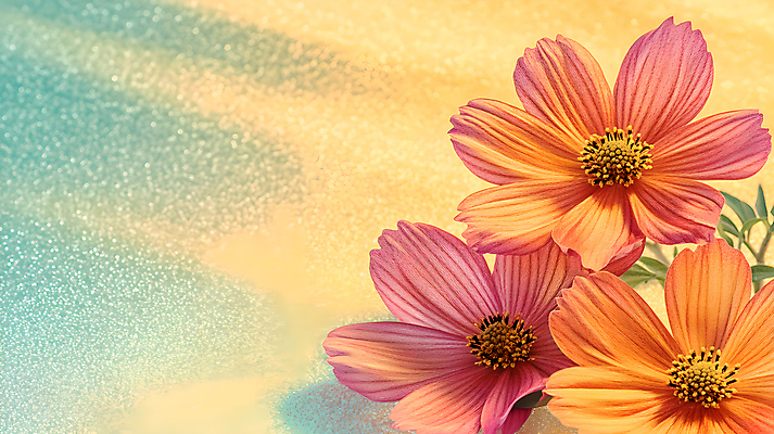 JPG 편집이미지 꽃 분홍색 사람없음 주황색 가을 코스모스 편집실사 AI컴퓨터그래픽 AI콘텐츠 식물 계절 컬러 CG 파일형식