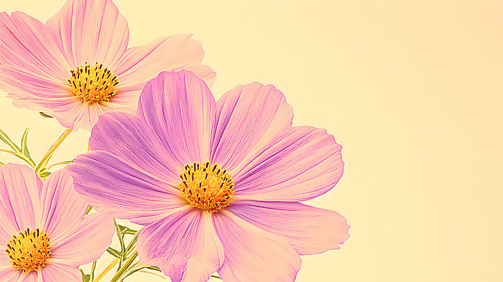 JPG 편집이미지 꽃 분홍색 사람없음 노란색 가을 코스모스 편집실사 AI컴퓨터그래픽 AI콘텐츠 식물 계절 컬러 CG 파일형식