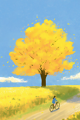 JPG 전신 구름 여자 길 일러스트 하늘 한명 성인 뒷모습 노란색 가을풍경 자전거 가을 승차 은행잎 은행나무 성인여자한명만 국내일러스트 AI일러스트 AI콘텐츠 자연요소 나무 1 계절 뷰포인트 컬러 잎 모션 사람 풍경 바이크 여자한명만 성인여자만 파일형식 가을_계절