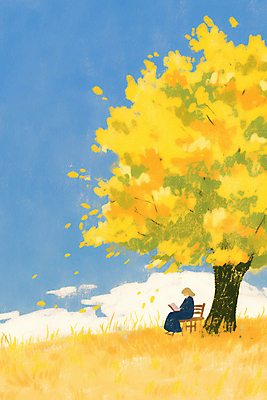 JPG 전신 구름 여자 의자 일러스트 하늘 한명 들기 앉기 성인 책 독서 노란색 가을풍경 가을 은행잎 은행나무 성인여자한명만 국내일러스트 AI일러스트 AI콘텐츠 자연요소 나무 1 계절 컬러 가구 잎 모션 사람 풍경 여자한명만 성인여자만 파일형식 가을_계절