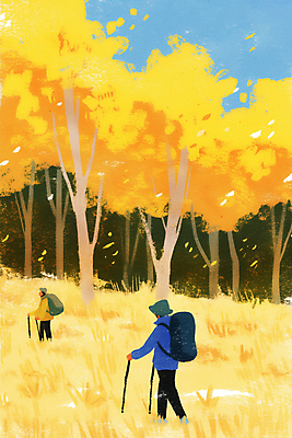 JPG 전신 모자 남자 가방 일러스트 하늘 아웃도어 성인 두명 노란색 가을풍경 등산 트래킹 가을 잡기 등산객 은행잎 은행나무 산행 등산스틱 성인남자만 국내일러스트 AI일러스트 AI콘텐츠 나무 잡화 계절 컬러 잎 모션 레저 사람 풍경 등산용품 남자만 성인만 파일형식 가을_계절