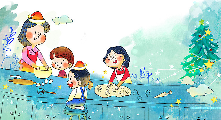 PSD 여자 남자 어린이 크리스마스 일러스트 산타모자 소녀 소년 여러명 성인 쿠키 계란 교사 반죽 만들기 거품기 밀대 밀가루반죽 겨울방학 짤주머니 국내일러스트 직업 모자_잡화 기념일 다수 겨울 모션 주방용품 방학 디저트 사람 알 제빵도구 파일형식