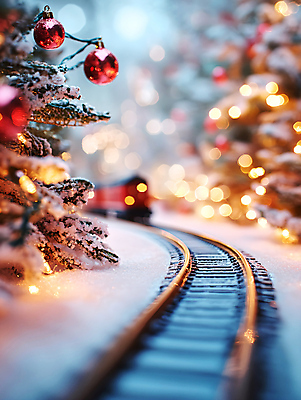 JPG 편집이미지 행복 크리스마스 겨울 선물 사람없음 장난감 크리스마스트리 기차 보케 선로 오너먼트 편집실사 AI포토 AI콘텐츠 계절 기념일 감정 육상교통 크리스마스장식 대중교통 CG 파일형식