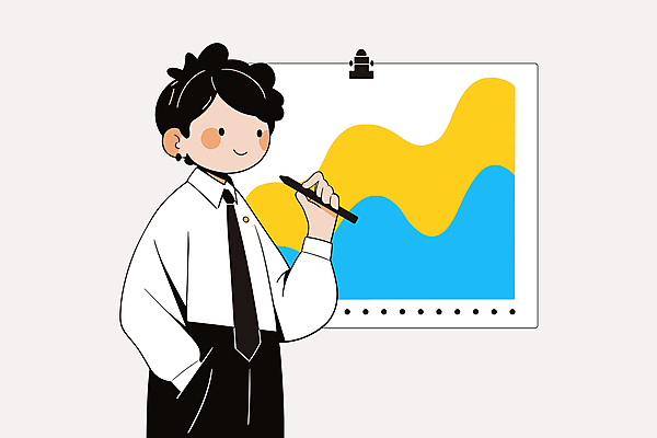 남자 일러스트 비즈니스 그래프 한명 들기 성인 펜 노란색 칠판 비즈니스맨 주머니손 성인남자한명만 국내일러스트 AI파일 1 컬러 모션 사람 필기구 직장인 남자한명만 성인남자만 파일형식 벡터