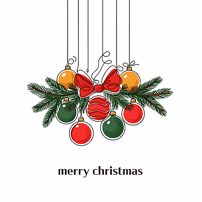 리본 크리스마스 일러스트 나뭇잎 사람없음 축하 라인아트 오브젝트 솔잎 오너먼트 국내일러스트 AI파일 기념일 선 컨셉 잎 크리스마스장식 파일형식 벡터