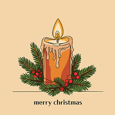 열매 크리스마스 일러스트 촛불 사람없음 축하 풀잎 라인아트 솔잎 국내일러스트 AI파일 식물 기념일 선 컨셉 잎 초 풀_식물 파일형식 벡터