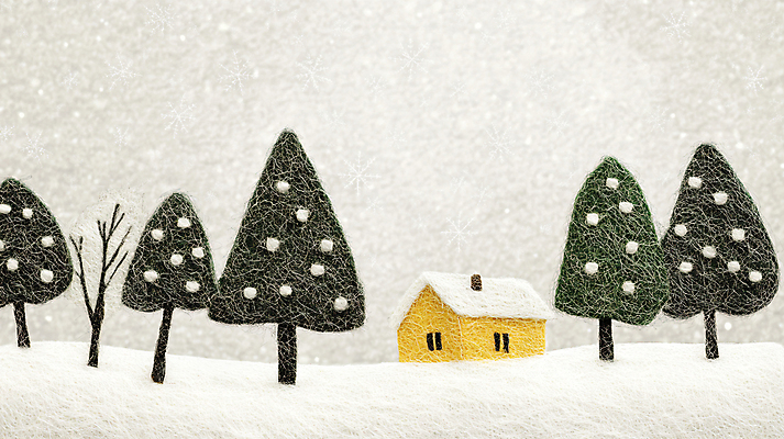 JPG 나무 편집이미지 겨울 자연 주택 풍경 사람없음 설원 포근함 공예 펠트 편집실사 식물 계절 눈_날씨 취미 건물 감각 CG 생태계 파일형식 천_직물