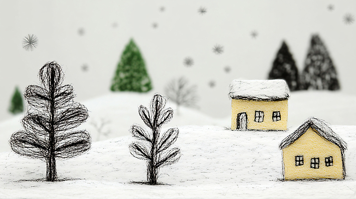 JPG 나무 편집이미지 겨울 자연 주택 풍경 사람없음 마을 설원 포근함 공예 펠트 편집실사 식물 계절 눈_날씨 취미 건물 감각 CG 생태계 파일형식 천_직물