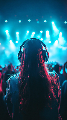 JPG 편집이미지 여자 남자 음악 여러명 성인 파란색 파티 헤드셋 침묵 춤 화려 분위기 군중 클럽 보케 무음 의료성형뷰티 성인만 편집실사 AI인물포토 AI콘텐츠 컬러 음향기기 다수 컨셉 문화예술 사람 이벤트 헤드폰 소리 CG 파일형식 AI포토