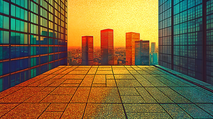 JPG 편집이미지 풍경 사람없음 건물 노을 주황색 발코니 도심 편집실사 AI컴퓨터그래픽 AI콘텐츠 자연요소 건축물 컬러 도시 CG 파일형식