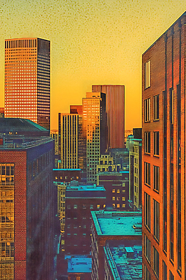 JPG 편집이미지 풍경 사람없음 건물 노을 주황색 도심 옥상 편집실사 AI컴퓨터그래픽 AI콘텐츠 자연요소 건축물 컬러 도시 CG 파일형식