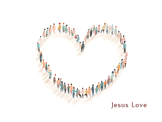 전신 기독교 일러스트 사랑 사람 여러명 컬러풀 하트 예수 군중 줄서기 국내일러스트 AI파일 모양 감정 종교 컬러 다수 모션 신_종교 파일형식 벡터