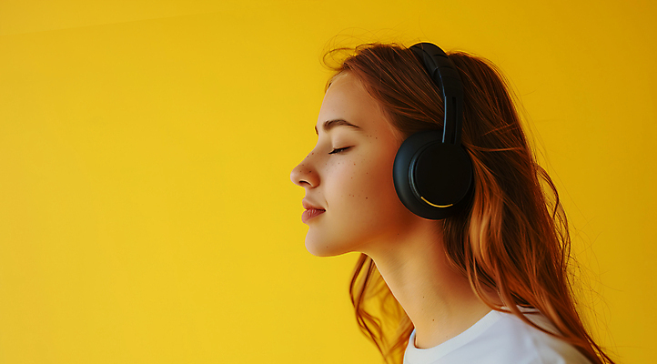 JPG 편집이미지 여자 음악 한명 성인 노란색 눈감음 헤드폰 헤드셋 음악감상 의료성형뷰티 성인여자한명만 편집실사 AI인물포토 AI콘텐츠 1 컬러 음향기기 모션 문화예술 사람 감상 CG 여자한명만 성인여자만 파일형식 AI포토