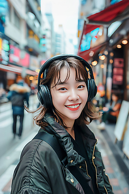 JPG 편집이미지 응시 여자 음악 거리 한명 미소 성인 상점 검은색 헤드폰 헤드셋 음악감상 시장 보케 의료성형뷰티 성인여자한명만 편집실사 AI인물포토 AI콘텐츠 1 시선 컬러 음향기기 문화예술 표정 사람 감상 CG 여자한명만 성인여자만 파일형식 AI포토