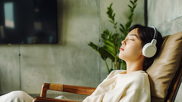 JPG 편집이미지 여자 화초 음악 휴식 한명 앉기 성인 소파 눈감음 헤드폰 헤드셋 텔레비전 음악감상 잠 편안함 노래감상 베이지색 의료성형뷰티 성인여자한명만 편집실사 AI인물포토 AI콘텐츠 식물 1 컬러 음향기기 컨셉 의자 모션 문화예술 사람 전자제품 감상 감각 CG 여자한명만 성인여자만 파일형식 AI포토