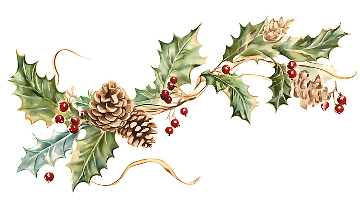 JPG 열매 크리스마스 일러스트 나뭇잎 사람없음 장식 솔방울 국내일러스트 AI일러스트 AI콘텐츠 식물 기념일 잎 파일형식