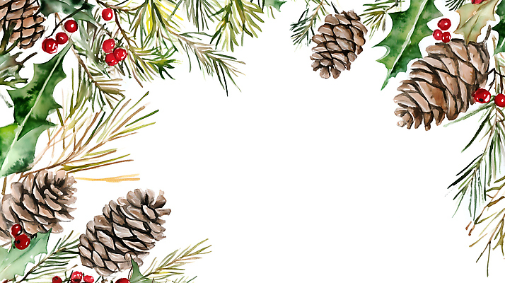 JPG 열매 크리스마스 일러스트 나뭇잎 사람없음 장식 솔방울 솔잎 카피스페이스 국내일러스트 AI일러스트 AI콘텐츠 식물 기념일 잎 공백 파일형식