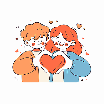 여자 남자 일러스트 사랑 미소 성인 두명 빨간색 하트 애정표현 손하트 성인만 국내일러스트 AI파일 모양 감정 컬러 표정 사람 손짓 표현 파일형식 벡터