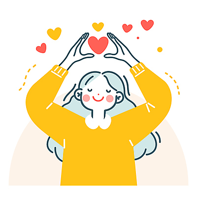 여자 일러스트 사랑 한명 미소 성인 노란색 손들기 눈감음 하트 애정표현 성인여자한명만 국내일러스트 AI파일 모양 1 감정 컬러 모션 표정 사람 표현 여자한명만 성인여자만 파일형식 벡터