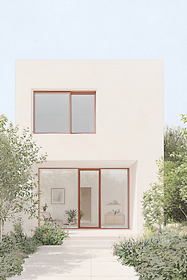 JPG 화분 일러스트 창문 주택 사람없음 인테리어 문 정원 흰색 풀잎 모던 자취 국내일러스트 AI일러스트 AI콘텐츠 디자인 컬러 잎 건물 풀_식물 파일형식