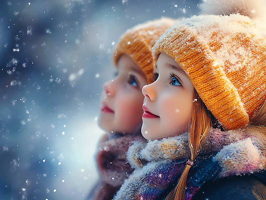 JPG 편집이미지 응시 여자 행복 어린이 겨울 소녀 두명 옆모습 친구 눈 첫눈 의료성형뷰티 소녀만 편집실사 AI인물포토 AI콘텐츠 자연요소 시선 계절 감정 뷰포인트 관계 날씨 눈_날씨 사람 CG 여자만 어린이만 파일형식 AI포토