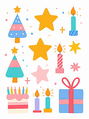 자연요소 기념일 컬러 컨셉 크리스마스 초 휴가 디저트 선물 이벤트 상자 파일형식 AI콘텐츠 크리스마스트리 선물상자 촛불 케이크 장식 파티 축제 JPG 일러스트 오브젝트 홀리데이 휴식 사람없음 컬러풀 국내일러스트 화려 별 AI일러스트