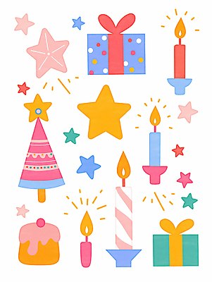 JPG 별 크리스마스 일러스트 촛불 휴식 사람없음 장식 선물상자 컬러풀 크리스마스트리 파티 케이크 축제 화려 오브젝트 홀리데이 국내일러스트 AI일러스트 AI콘텐츠 자연요소 기념일 컬러 컨셉 초 휴가 디저트 선물 이벤트 상자 파일형식