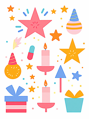 JPG 별 크리스마스 일러스트 촛불 휴식 사람없음 장식 선물상자 컬러풀 알약 파티 축제 고깔모자 화려 오브젝트 스타 홀리데이 오너먼트 국내일러스트 AI일러스트 AI콘텐츠 자연요소 모자_잡화 기념일 컬러 컨셉 크리스마스장식 초 휴가 선물 이벤트 상자 약 파일형식