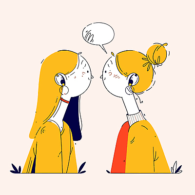 여자 말풍선 일러스트 대화 미소 웃음 성인 두명 노란색 마주보기 소통 성인여자만 국내일러스트 AI파일 컬러 컨셉 모션 표정 말하기 사람 여자만 성인만 파일형식 벡터