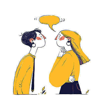 여자 남자 말풍선 일러스트 대화 손짓 성인 두명 노란색 마주보기 팔짱 놀람 소통 성인만 국내일러스트 AI파일 감정 컬러 컨셉 모션 표정 말하기 사람 파일형식 벡터