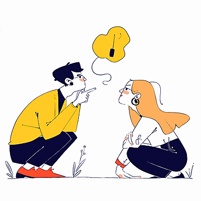 전신 여자 남자 말풍선 일러스트 대화 성인 두명 노란색 마주보기 가리킴 마주앉기 웅크림 소통 성인만 국내일러스트 AI파일 컬러 컨셉 모션 말하기 사람 앉기 손짓 파일형식 벡터