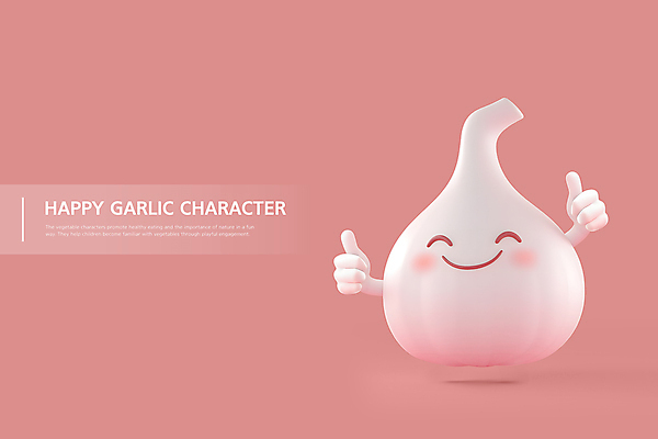 PSD 편집이미지 행복 분홍색 채소 3D캐릭터 마늘 미소 사람없음 3D 따봉 마늘캐릭터 편집3D 캐릭터 감정 컬러 표정 최고 디지털합성 파일형식