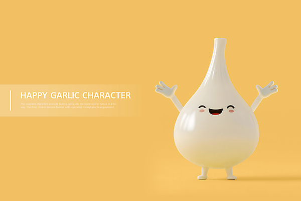 PSD 편집이미지 행복 채소 3D캐릭터 마늘 웃음 사람없음 노란색 3D 만세 마늘캐릭터 편집3D 캐릭터 감정 컬러 모션 표정 디지털합성 파일형식