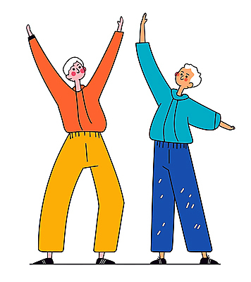 전신 노년 남자 운동화 일러스트 모션 건강 서기 웃음 두명 운동 손들기 건강관리 스트레칭 에너지 활기 유산소운동 노인남자만 국내일러스트 AI파일 신발 컨셉 표정 관리 사람 성인 남자만 노인만 파일형식 벡터