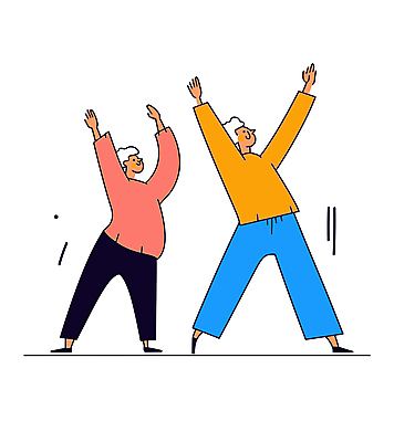 전신 노년 남자 일러스트 모션 건강 서기 웃음 두명 파란색 운동 손들기 건강관리 스트레칭 에너지 활기 유산소운동 노인남자만 국내일러스트 AI파일 컬러 컨셉 표정 관리 사람 성인 남자만 노인만 파일형식 벡터