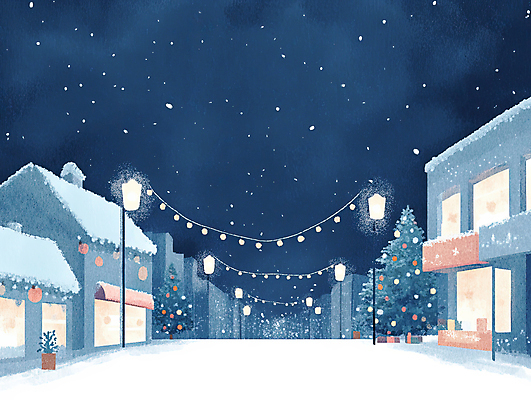 JPG 나무 별 크리스마스 겨울 가로등 일러스트 전구 자연 밤하늘 조명 수채화 거리 풍경 사람없음 건물 장식 빛 상점 고요 눈 야간 쌓인눈 국내일러스트 AI일러스트 AI콘텐츠 자연요소 식물 건축물 계절 공공시설 기념일 하늘 날씨 생태계 파일형식