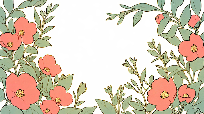 JPG 꽃 잎 겨울 일러스트 수채화 프레임 사람없음 빨간색 초록색 우아함 동백 국내일러스트 AI일러스트 AI콘텐츠 식물 계절 컬러 컨셉 파일형식