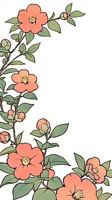 JPG 꽃 잎 겨울 일러스트 수채화 프레임 사람없음 빨간색 초록색 우아함 동백 국내일러스트 AI일러스트 AI콘텐츠 식물 계절 컬러 컨셉 파일형식